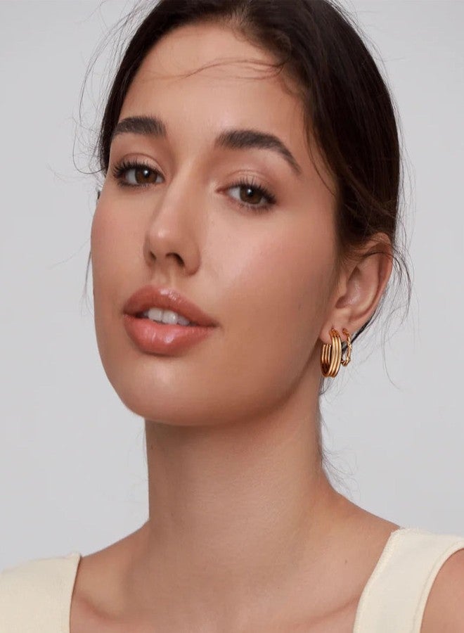 YEEZII Gold Hoop Earrings Set for Women, 18 Pairs Hypoallergenic Chunky Open Pearl Hoops Earring Multipack, Gold Statement Hoop Earrings for Women Trendy Jewelry - Image 3